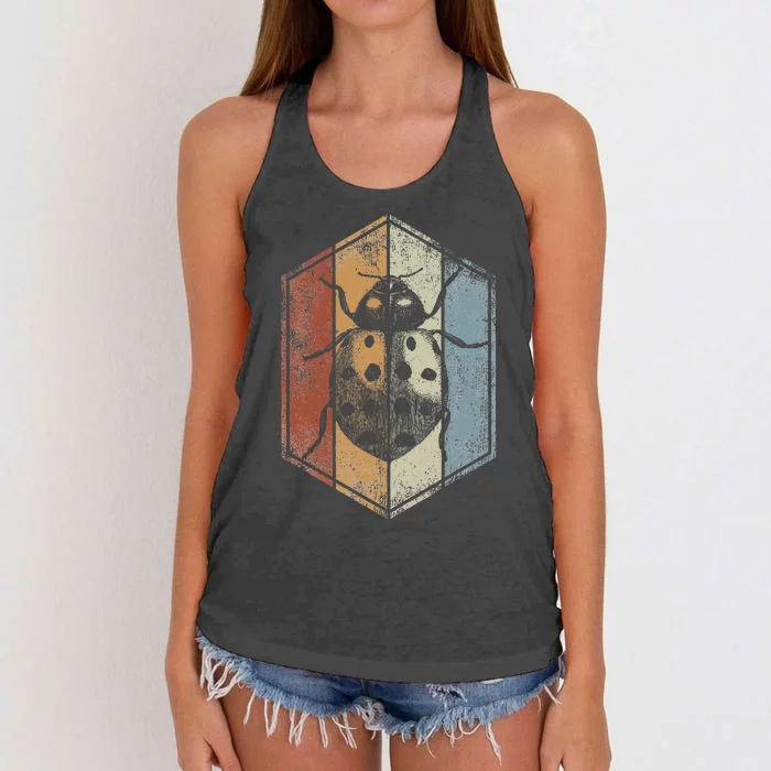 Ladybug Retro Vintage Style Bug Insect Entomologist Women's Knotted Racerback Tank