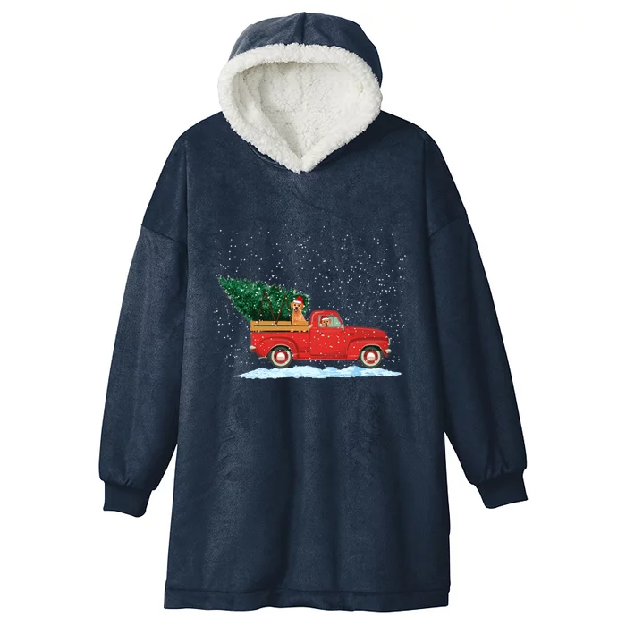 Labrador Retriever Vintage Red Pickup Truck Christmas Tree Cool Gift Hooded Wearable Blanket