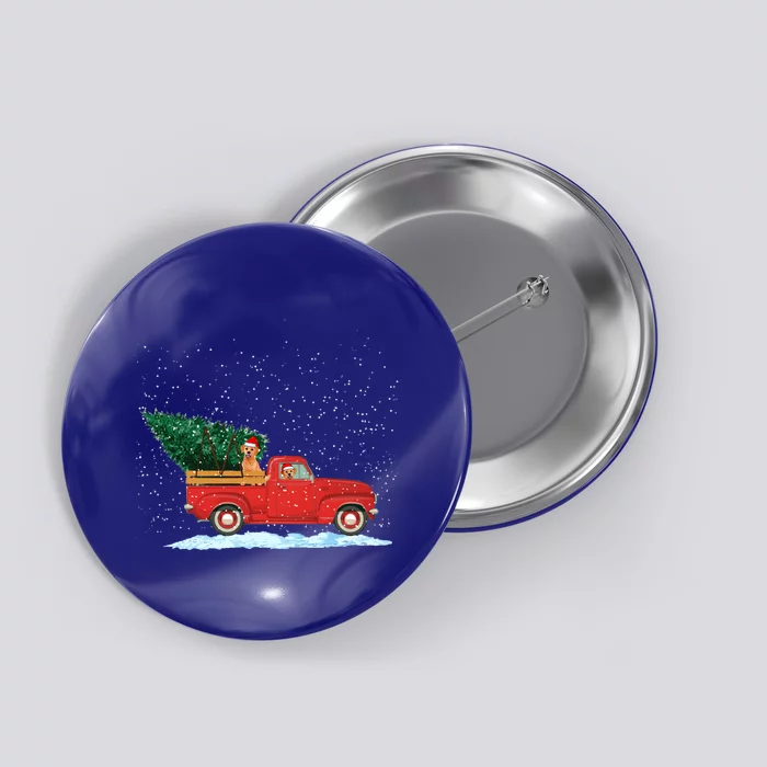 Labrador Retriever Vintage Red Pickup Truck Christmas Tree Gift Button