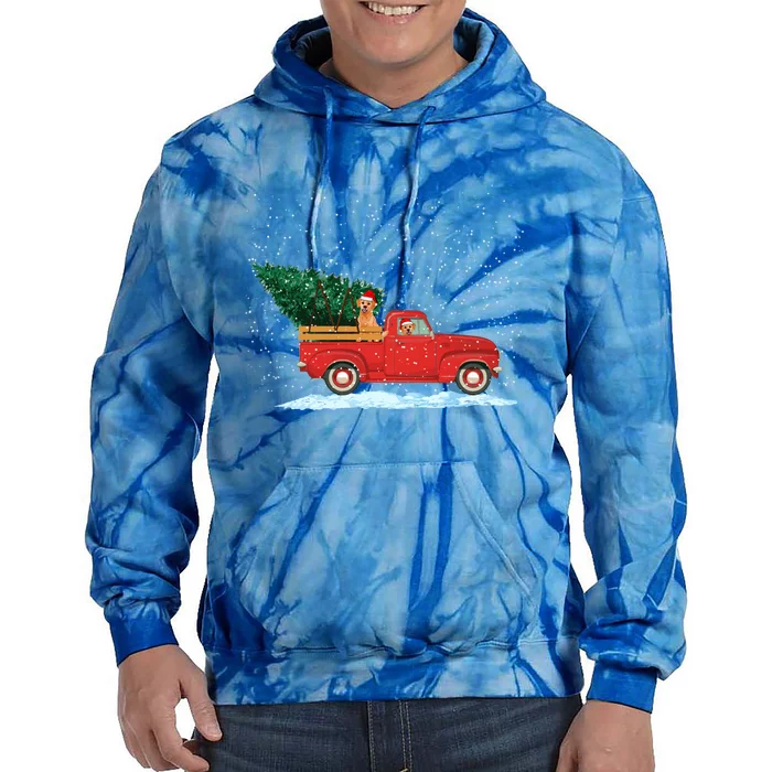 Labrador Retriever Vintage Red Pickup Truck Christmas Tree Gift Tie Dye Hoodie