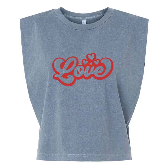 Love Retro Valentine's Day Gift Garment-Dyed Women's Muscle Tee