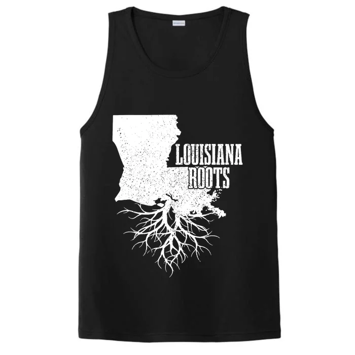 Louisiana Roots Vintage Usa Patriotic Pride State Map Performance Tank