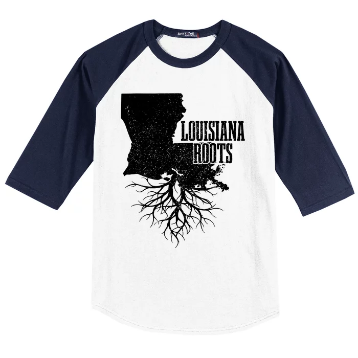 Louisiana Roots Vintage Usa Patriotic Pride State Map Baseball Sleeve Shirt