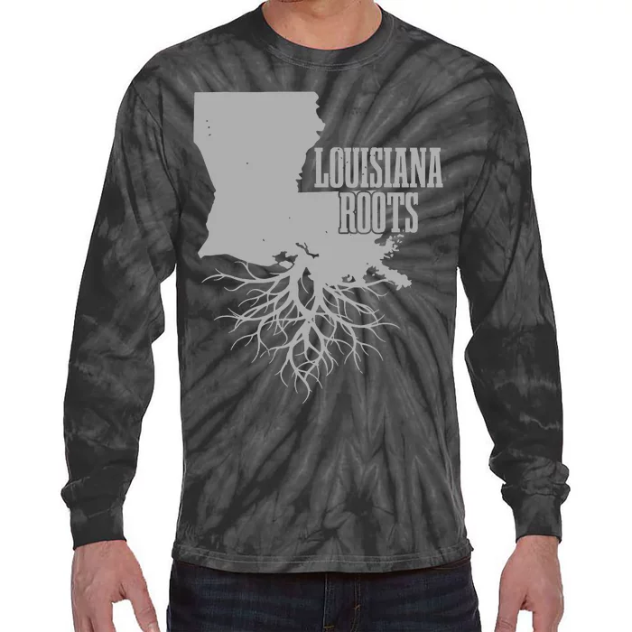 Louisiana Roots Vintage Usa Patriotic Pride State Map Gift Tie-Dye Long Sleeve Shirt