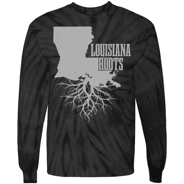 Louisiana Roots Vintage Usa Patriotic Pride State Map Gift Tie-Dye Long Sleeve Shirt