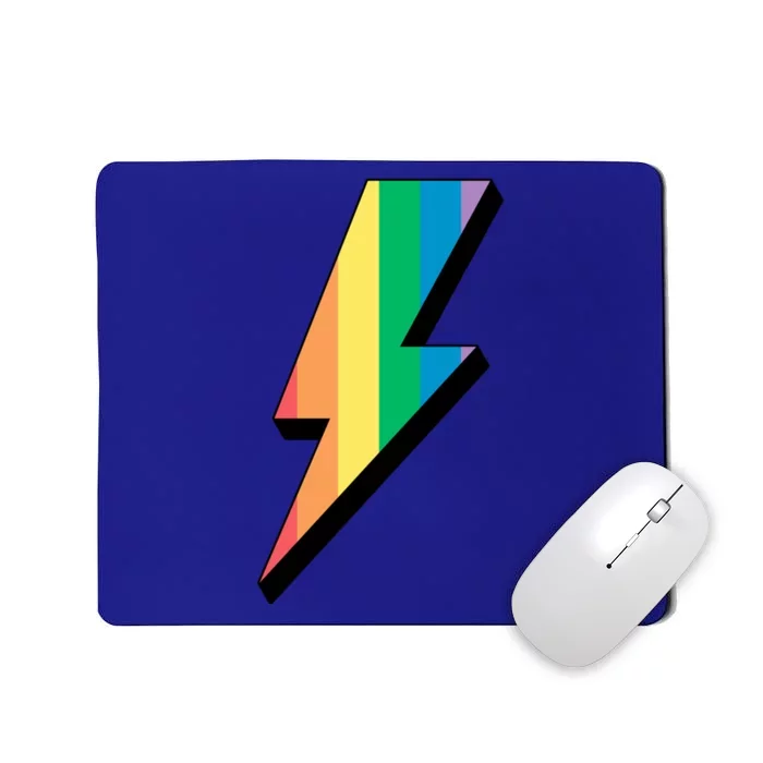 Lgbtq Rainbow Vintage Bolt Of Lightning Retro Lgbt Pride Gift Mousepad