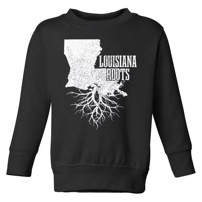 Louisiana Roots Vintage Usa Patriotic Pride State Map Gift Toddler Sweatshirt