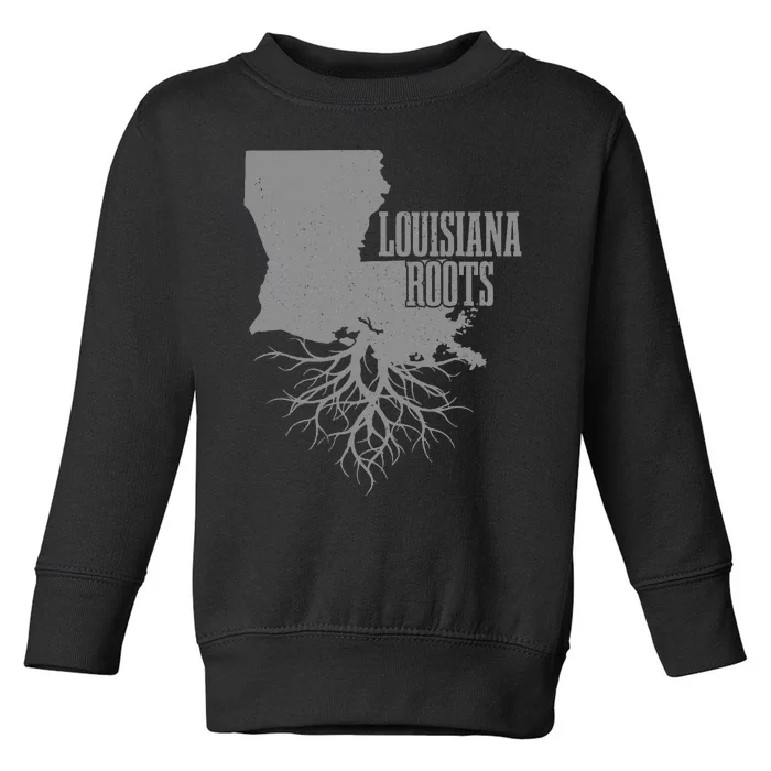 Louisiana Roots Vintage Usa Patriotic Pride State Map Gift Toddler Sweatshirt