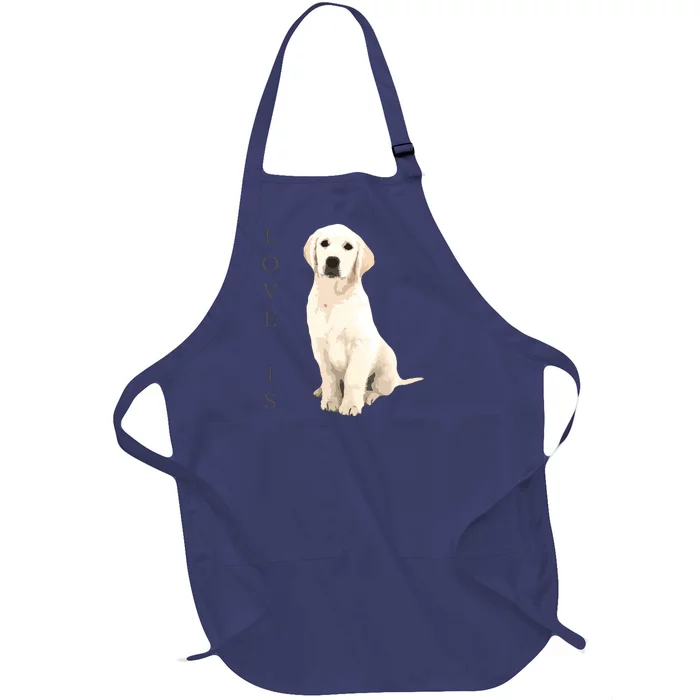 Labrador Retriever Women Men Kids White Lab Dog Mom Full-Length Apron With Pocket