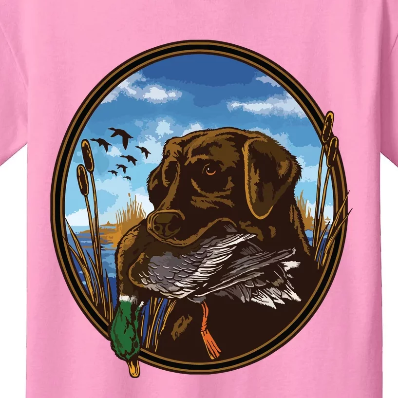 Labrador Retriever With Mallard Duck Hunting Kids T-Shirt