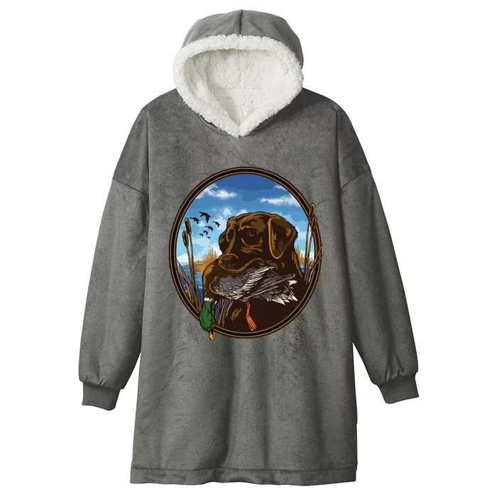 Labrador Retriever With Mallard Duck Hunting Hooded Wearable Blanket