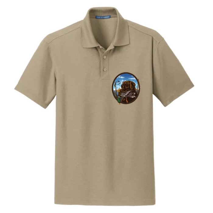 Labrador Retriever With Mallard Duck Hunting Dry Zone Grid Performance Polo