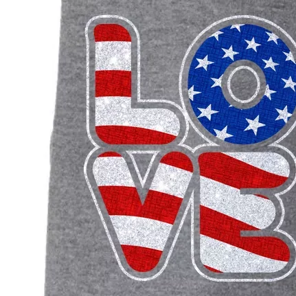 LOVE Red White And Blue Stars And Stripes Doggie 3-End Fleece Hoodie