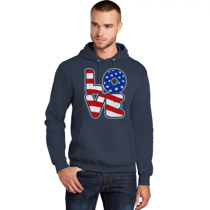 LOVE Red White And Blue Stars And Stripes Hoodie