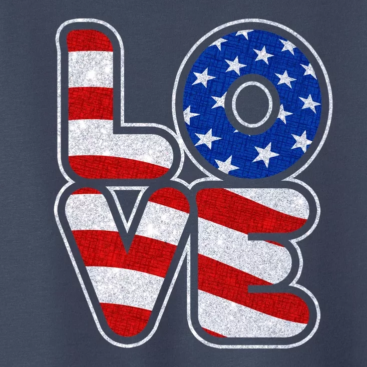 LOVE Red White And Blue Stars And Stripes Toddler T-Shirt