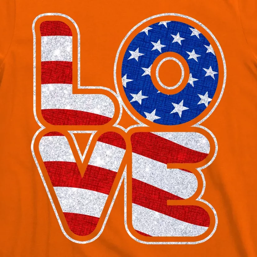 LOVE Red White And Blue Stars And Stripes T-Shirt