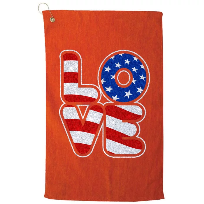 LOVE Red White And Blue Stars And Stripes Platinum Collection Golf Towel