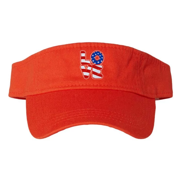 LOVE Red White And Blue Stars And Stripes Valucap Bio-Washed Visor