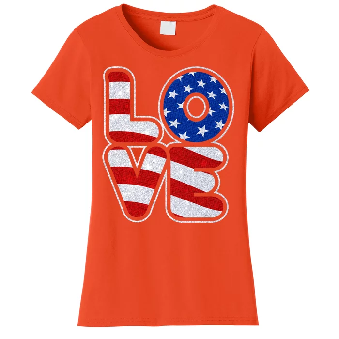 LOVE Red White And Blue Stars And Stripes Women's T-Shirt