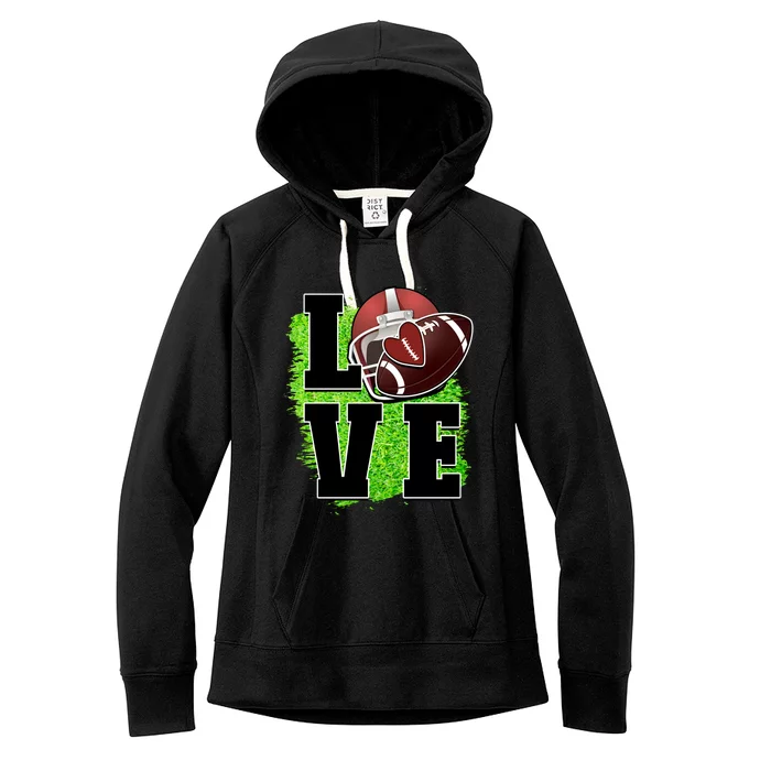 Love Rugby Word Love Football Ball Women's Fleece Hoodie