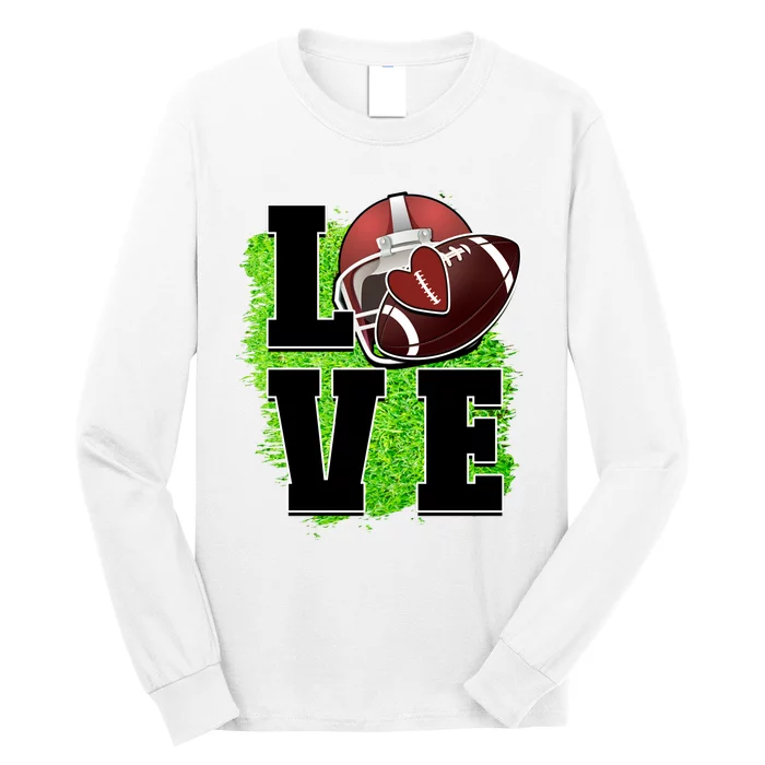 Love Rugby Word Love Football Ball Long Sleeve Shirt