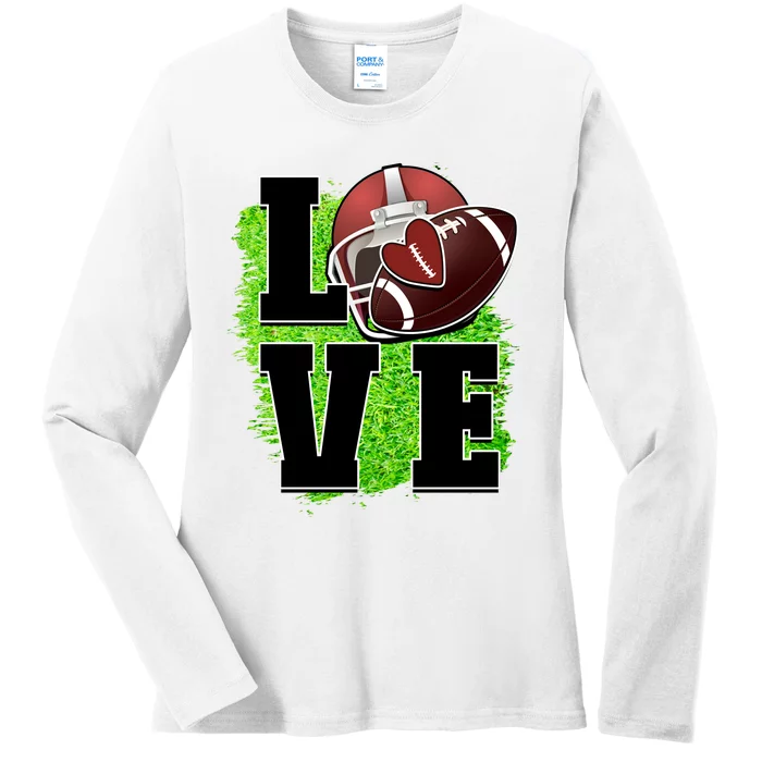 Love Rugby Word Love Football Ball Ladies Long Sleeve Shirt