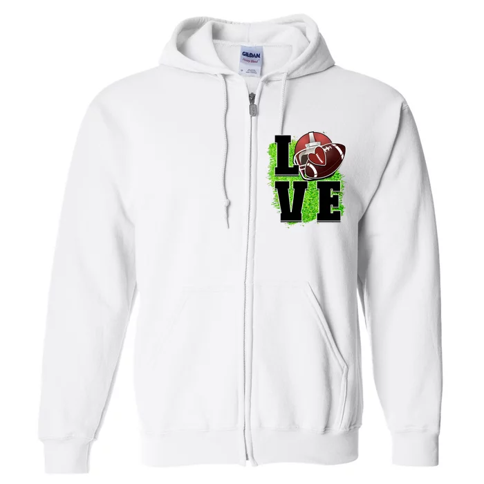 Love Rugby Word Love Football Ball Full Zip Hoodie