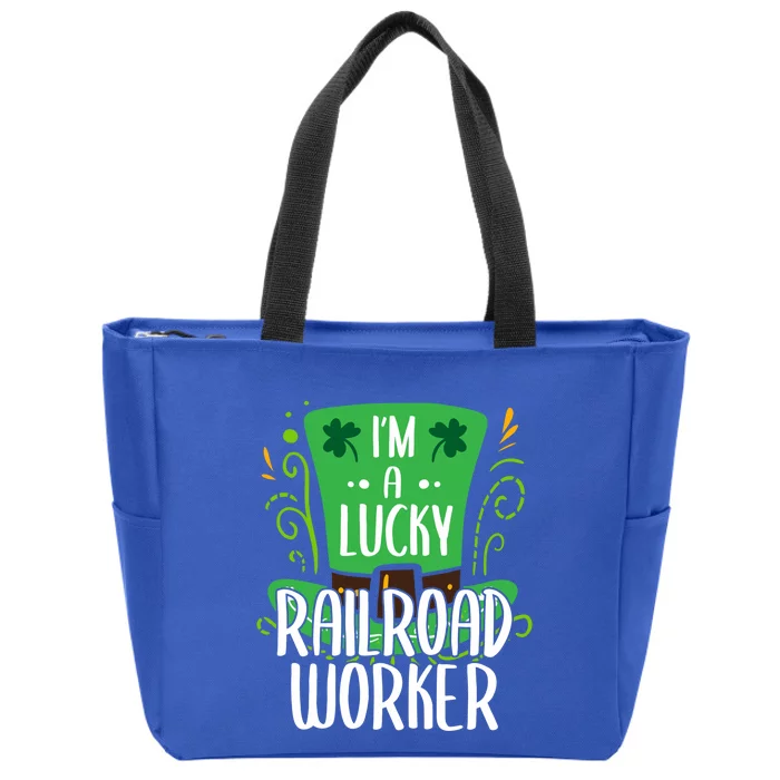 Lucky Railroad Worker St Patricks Day Railroad Workers Funny Gift Zip Tote Bag