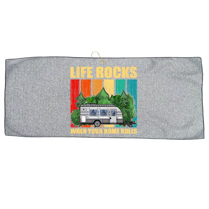 Life Rocks When Your Home Rolls Rv Camper Life Cute Gift Large Microfiber Waffle Golf Towel