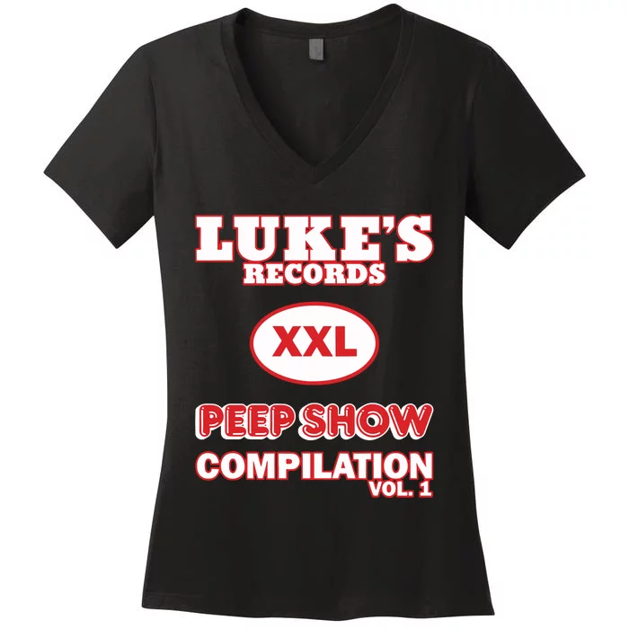 Lukes Records Xxl Peep Show Compilation Vol 1 Women's V-Neck T-Shirt