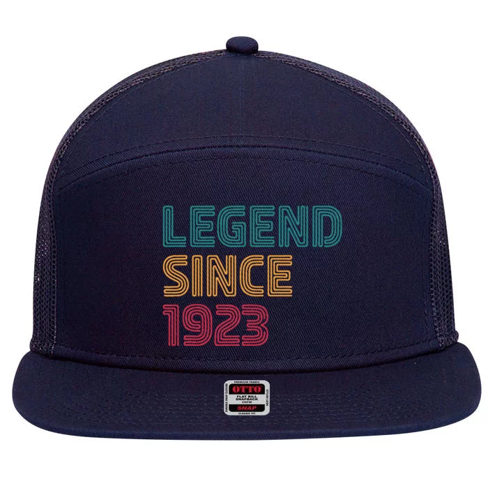 Legend Since 1923 100 Year Old Born In 1923 100th Birthday 7 Panel Mesh Trucker Snapback Hat