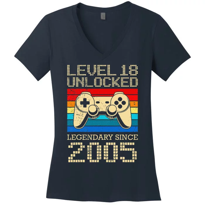 Legendary Since 2005 18 Years 18th Birthday Women's V-Neck T-Shirt