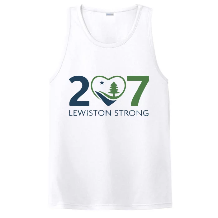 Lewiston Strong 207 Fundraiser Maine Flag In Heart Performance Tank