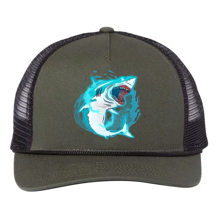 Leaping Shark Attack Retro Rope Trucker Hat Cap