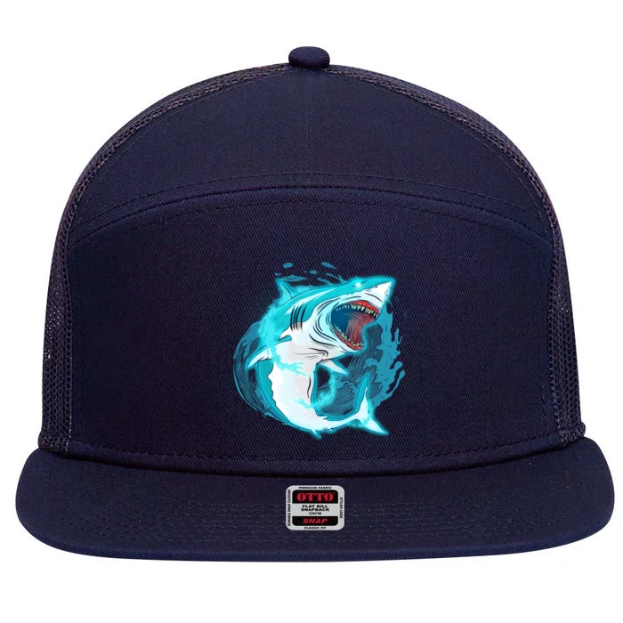 Leaping Shark Attack 7 Panel Mesh Trucker Snapback Hat