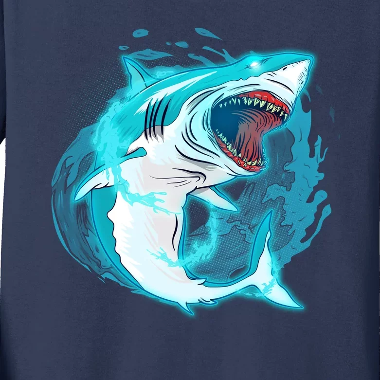 Leaping Shark Attack Kids Long Sleeve Shirt