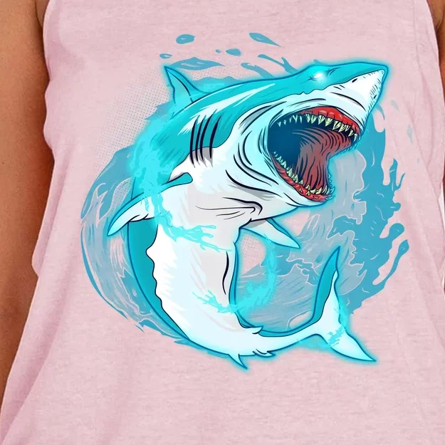 Leaping Shark Attack Women's Knotted Racerback Tank