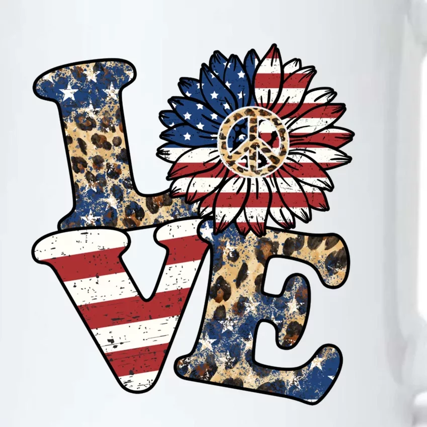 Leopard Sunflower America Us Fourth Flag 4th Of July Patriot Gift Black Color Changing Mug