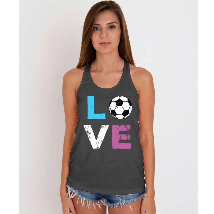 LOVE Soccer American Team Fan Gift Women's Knotted Racerback Tank