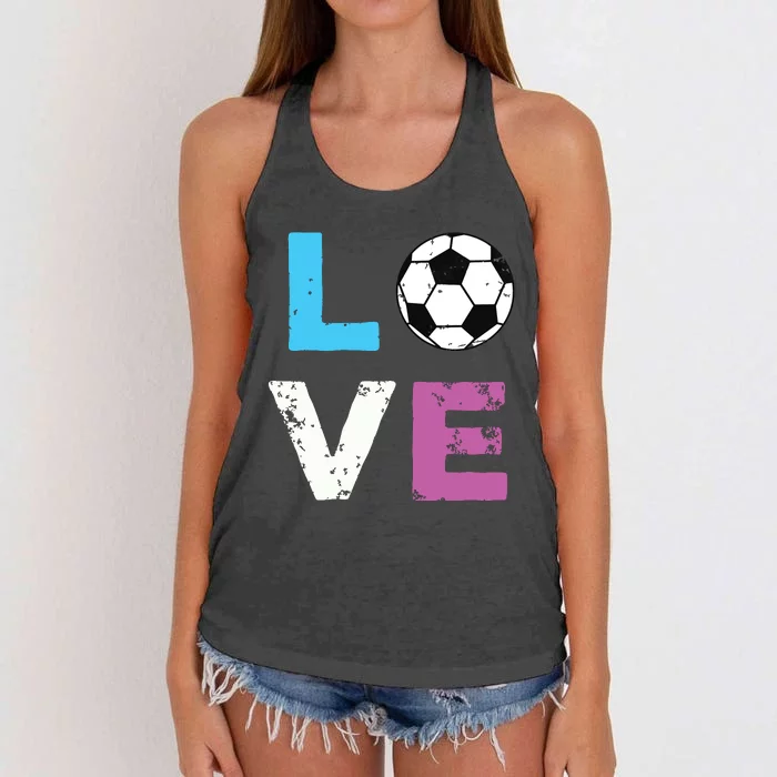 LOVE Soccer American Team Fan Gift Women's Knotted Racerback Tank