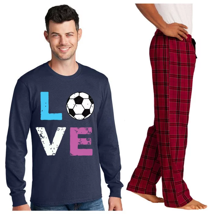 LOVE Soccer American Team Fan Gift Long Sleeve Pajama Set