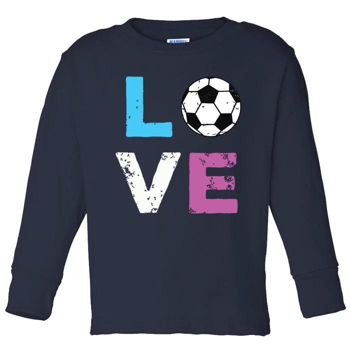 LOVE Soccer American Team Fan Gift Toddler Long Sleeve Shirt