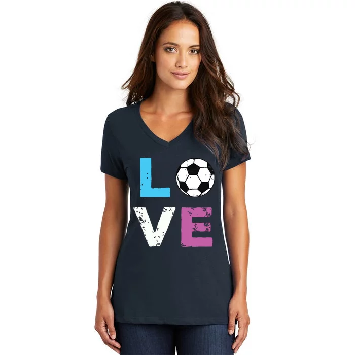 LOVE Soccer American Team Fan Gift Women's V-Neck T-Shirt