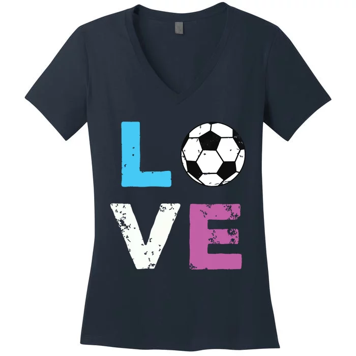 LOVE Soccer American Team Fan Gift Women's V-Neck T-Shirt