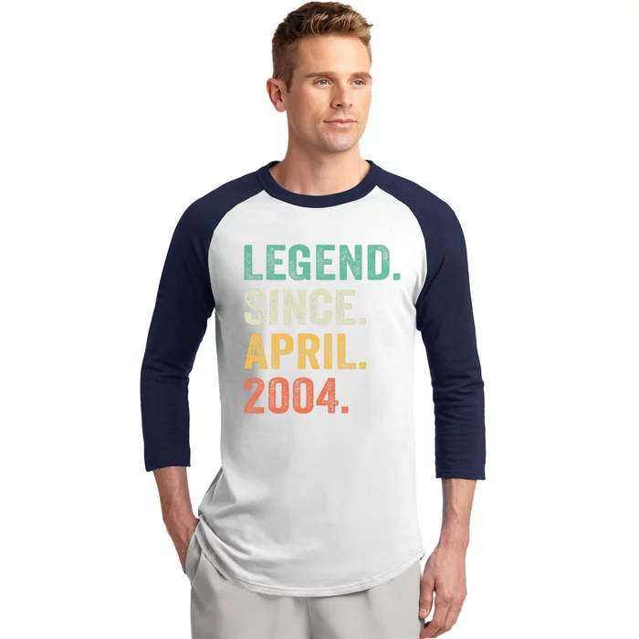 Legend Since April 2004 20th Birthday Gifts Boy 20 Years Old Baseball Sleeve Shirt