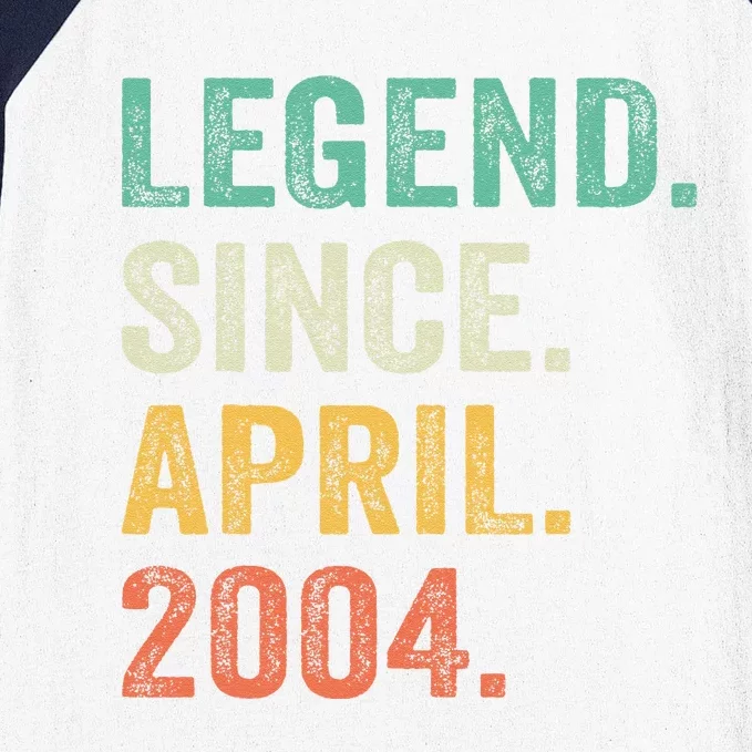 Legend Since April 2004 20th Birthday Gifts Boy 20 Years Old Baseball Sleeve Shirt