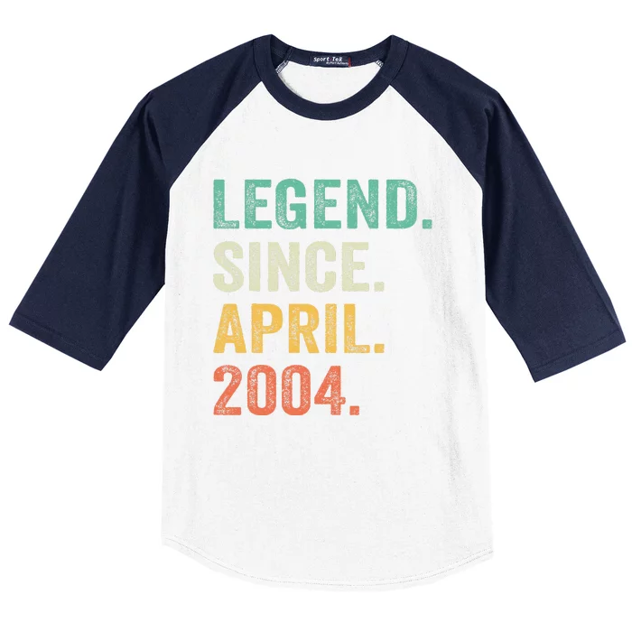 Legend Since April 2004 20th Birthday Gifts Boy 20 Years Old Baseball Sleeve Shirt