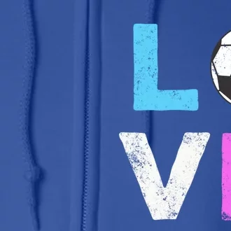 Love Soccer American Team Fan Gift Full Zip Hoodie