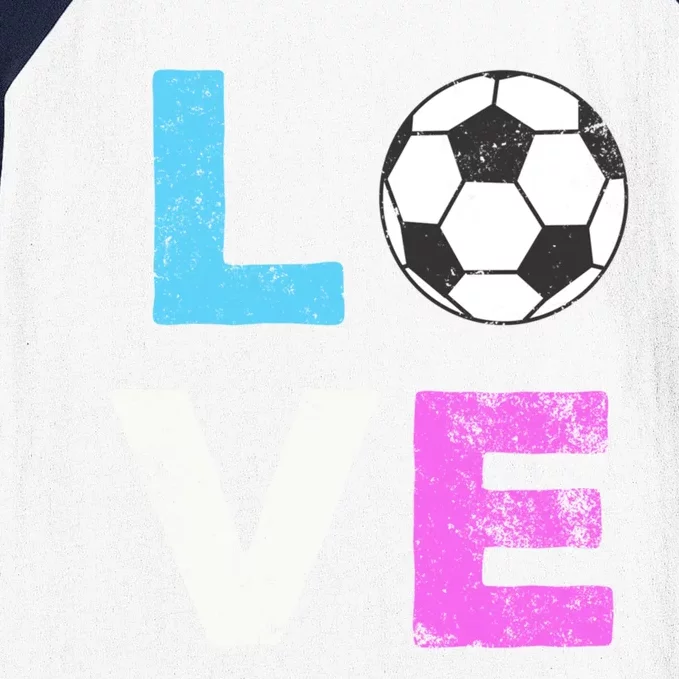 Love Soccer American Team Fan Gift Baseball Sleeve Shirt