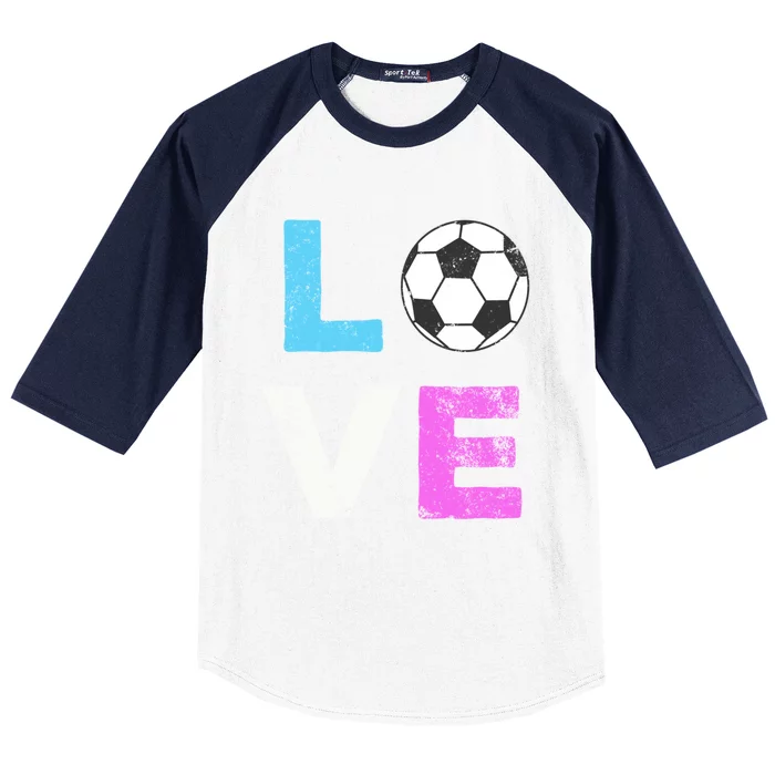 Love Soccer American Team Fan Gift Baseball Sleeve Shirt